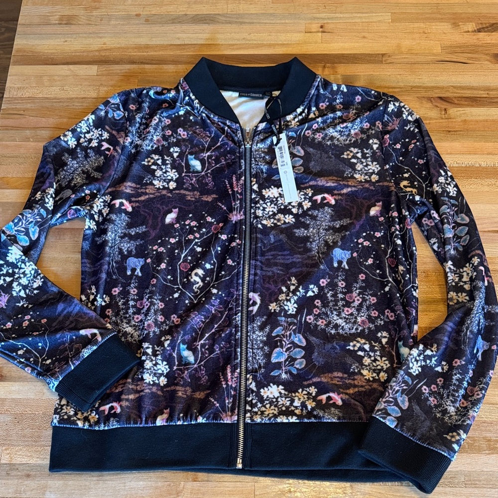 Coco + Carmen Botanical Print Zip-Up Jacket